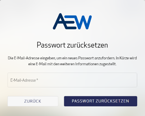 Kundenportal: Passwort zurücksetzen Schritt 2