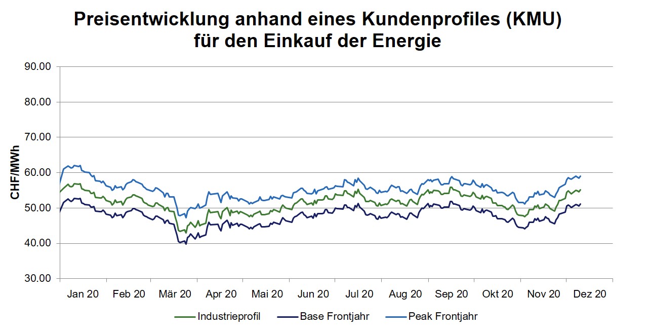 Preisentwicklung Einkauf Energie Dezember 2020