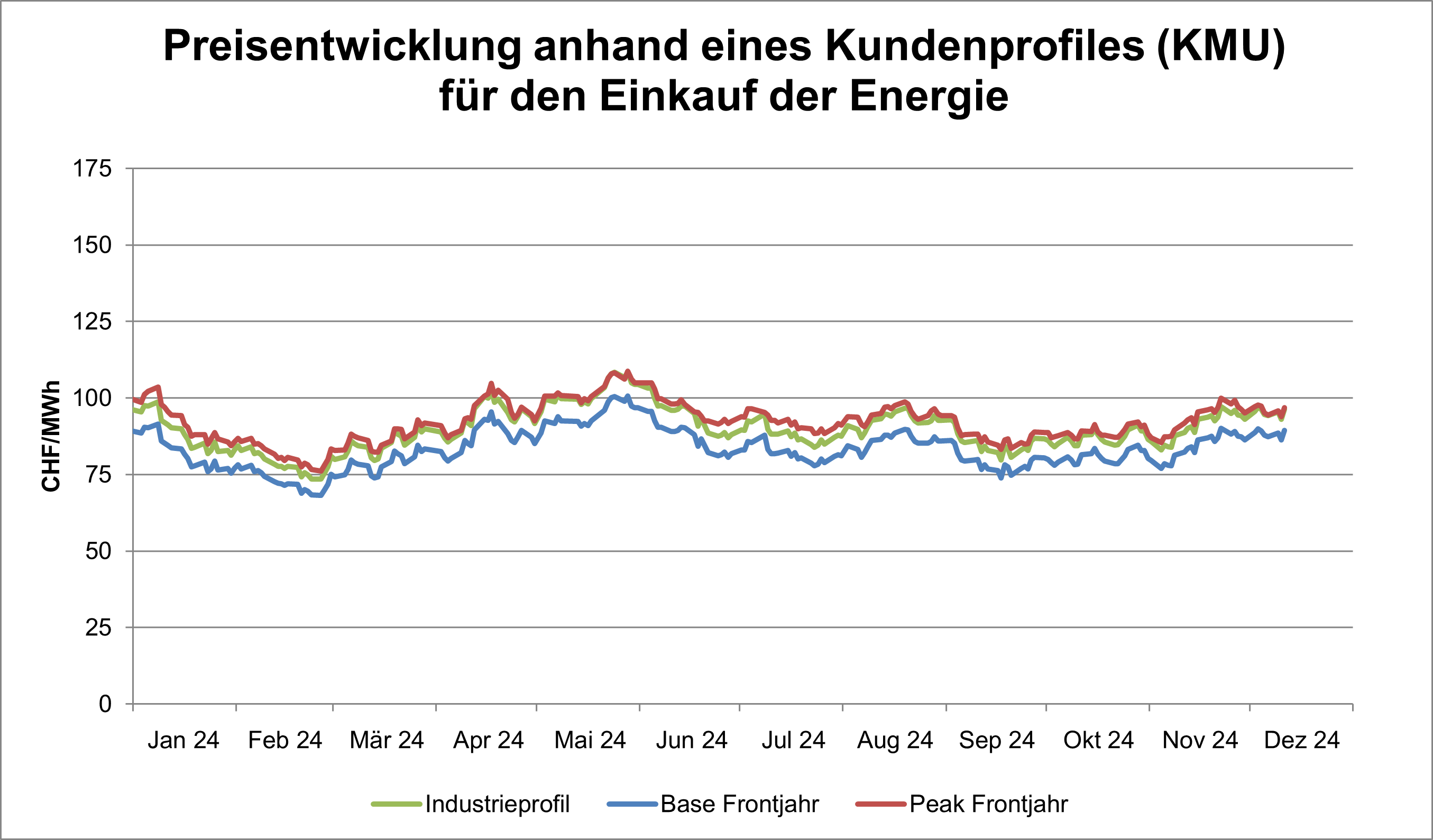 Strompreisentwicklung anhand eines Kundenprofils im Dezember 2024