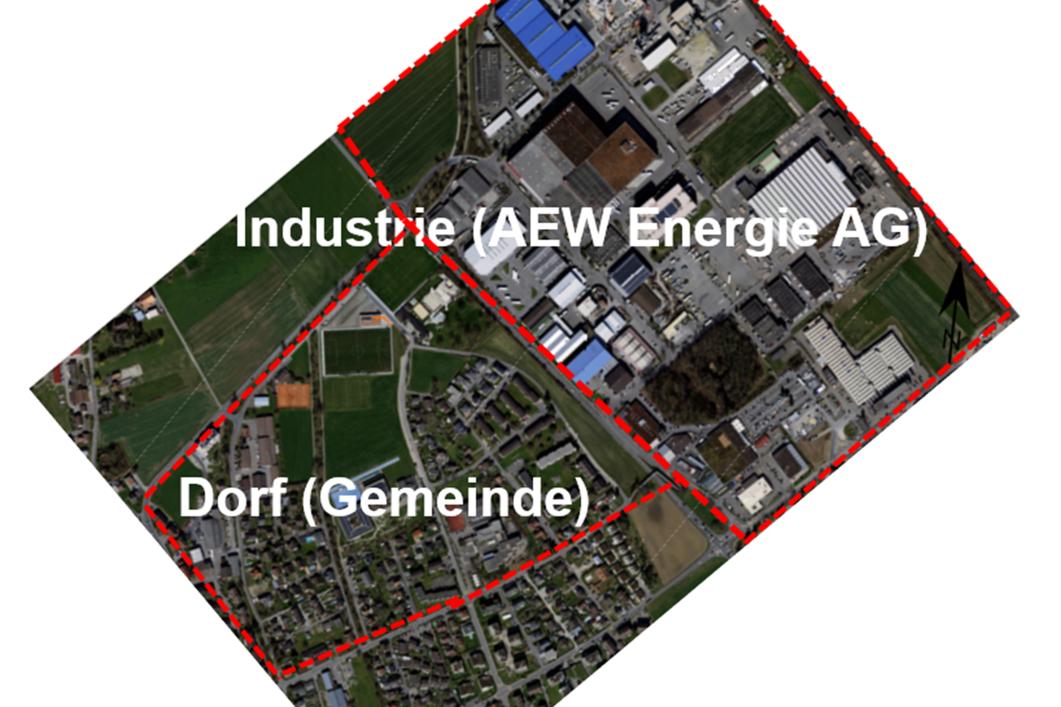 Aufteilung Wärmeverbunde Villmergen: Zuständigkeit Industrie und Dorf