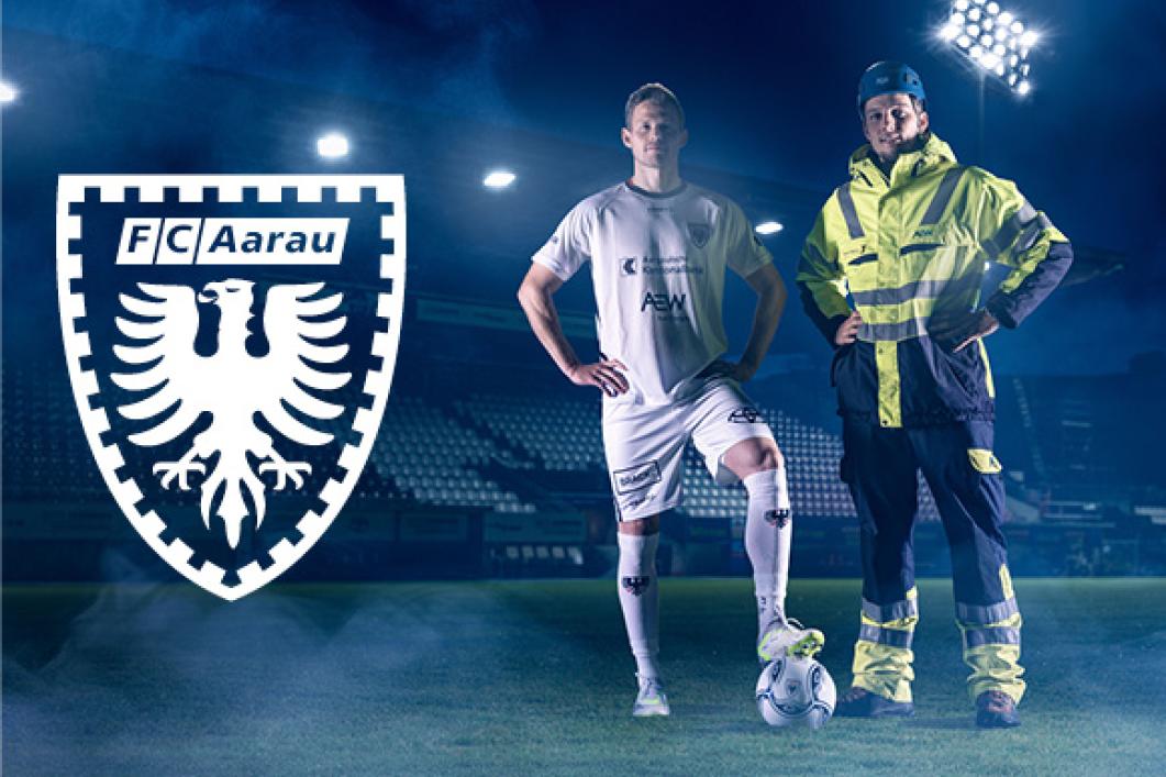 FC Aarau Spieler mit Pascal Wabnig, AEW