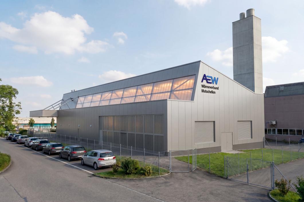 Rendering Wärmezentrale AEW Wärmeverbund Mutschellen in Widen (Quelle: bark architekten ag)
