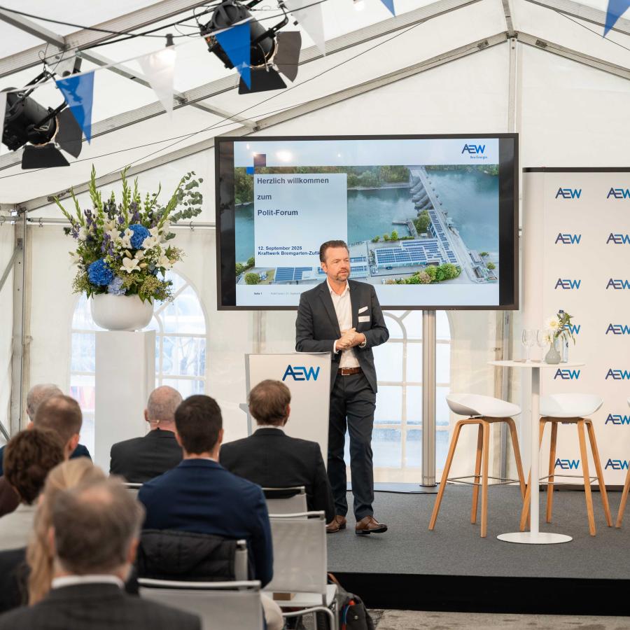 Marc Ritter, CEO der AEW, am Polit-Forum in Bremgarten