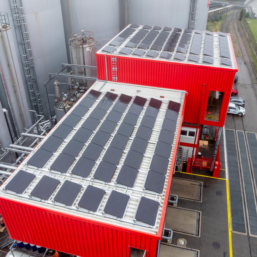 Photovoltaikanlage von AEW myHome bei der Grisard Bitumen AG in Muttenz